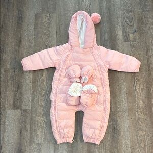 Pink Quilted baby One Piece Snowsuit